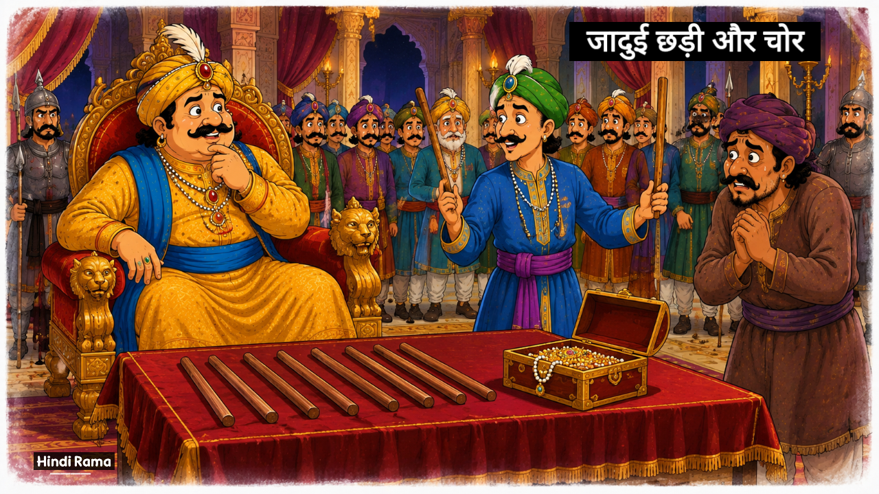 जादुई छड़ी और चोर की कहानी। बीरबल ने कैसे पकड़ा चोर को? Akbar Birbal Ki Kahani। Hindirama.com