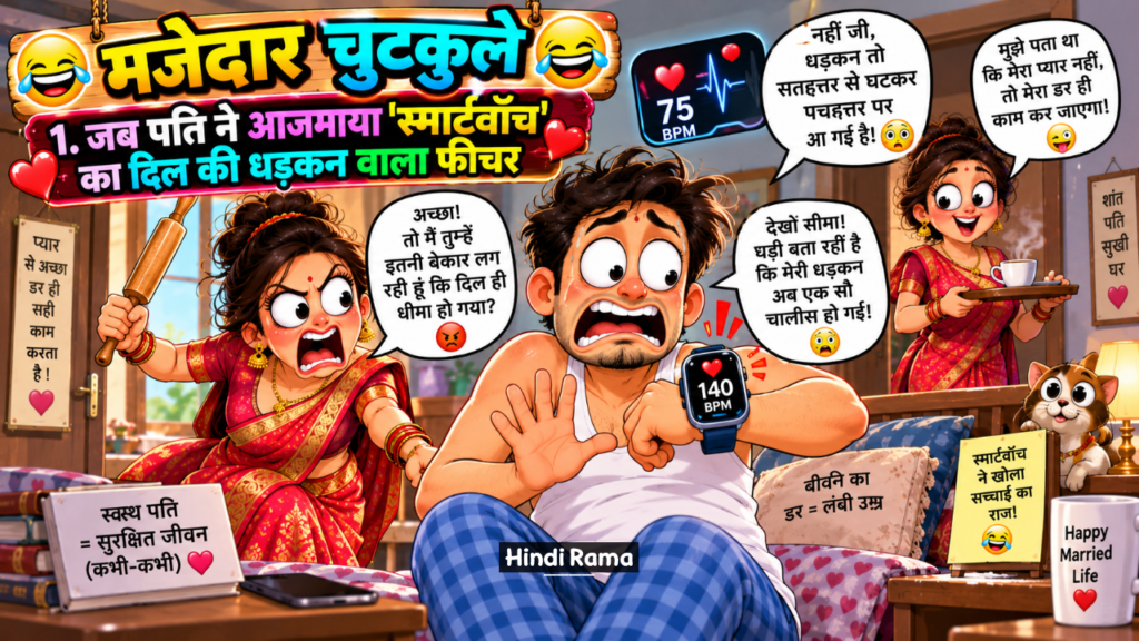 5 पति-पत्नी के मजेदार चुटकुले। हँसी से लोटपोट। Husband Wife Jokes In Hindi । Hindirama.com 
