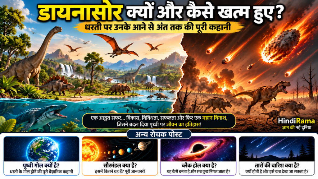 डायनासोर क्यों और कैसे खत्म हुए? 23 करोड़ साल से 6.6 करोड़ साल तक की पूरी कहानी। Dinosaur Extinction। Hindirama.com