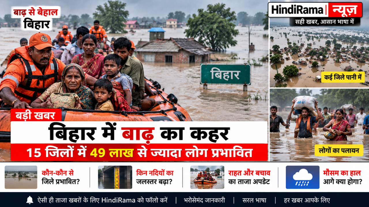 बिहार में बाढ़ का कहर! 15 जिलों में 49.36 लाख लोग प्रभावित 2 बिहार में बाढ़ का कहर, 15 जिलों में 49 लाख से ज्यादा लोग प्रभावित। Hindi Rama