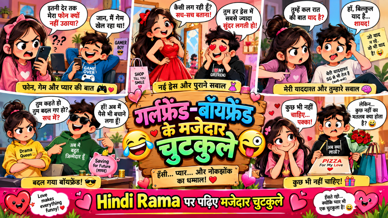 गर्लफ्रेंड-बॉयफ्रेंड के मजेदार चुटकुले । हंसी से लोटपोट । Hindi Jokes। Hindi Rama