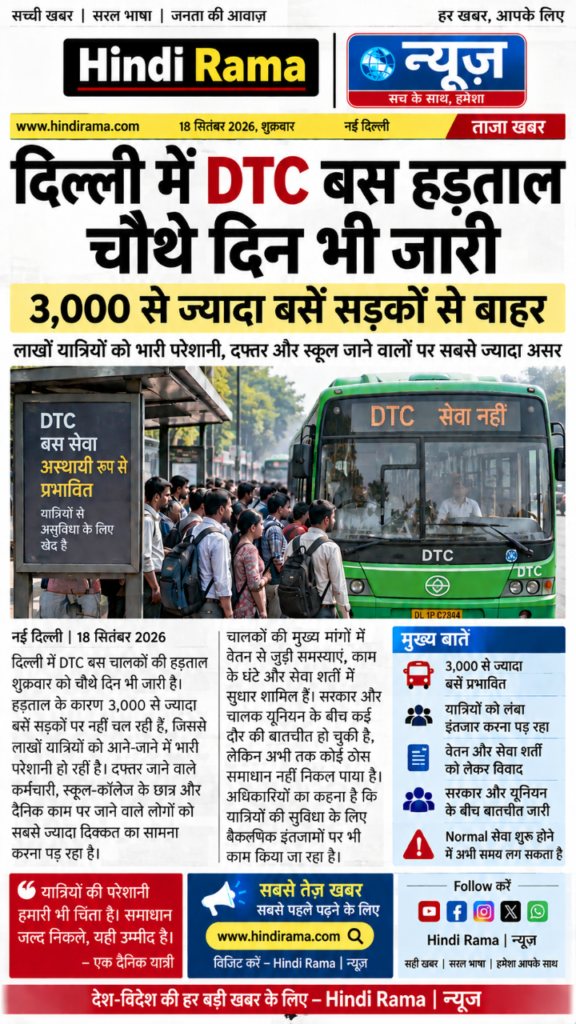 दिल्ली में DTC बस हड़ताल जारी। Hindi Rama