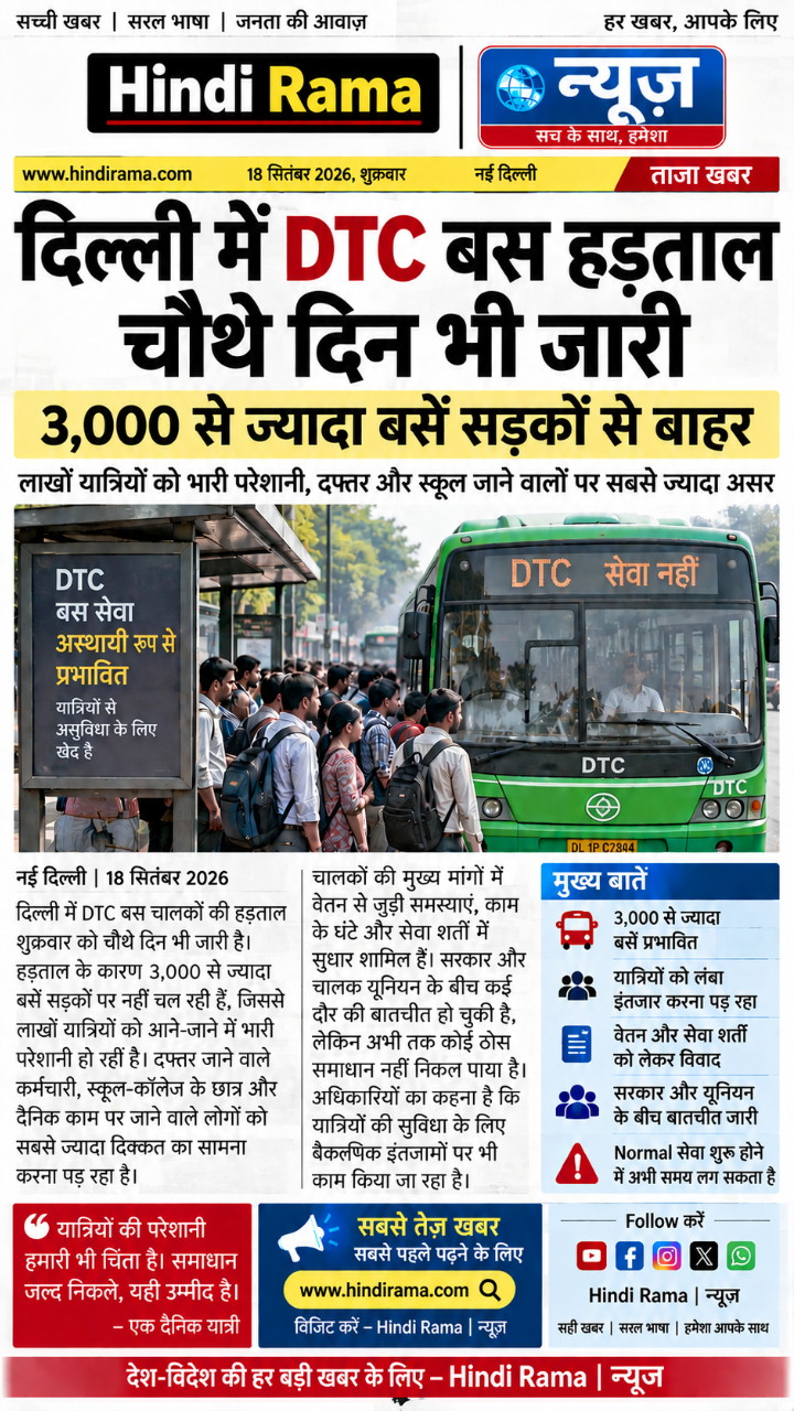 दिल्ली में DTC बस हड़ताल जारी। Hindi Rama