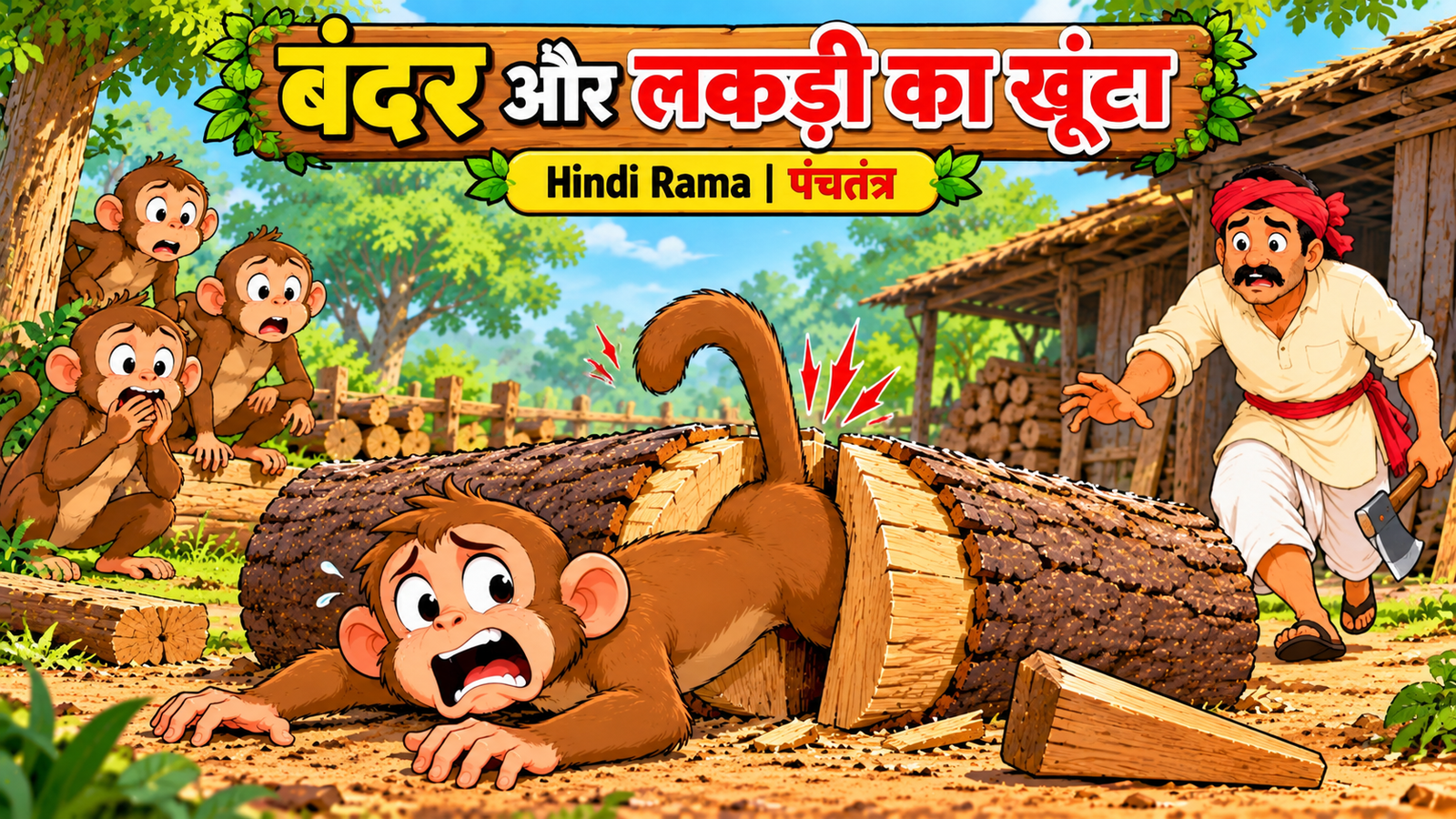 बंदर और लकड़ी का खूंटा की कहानी – पंचतंत्र की रोचक कहानी और सीख